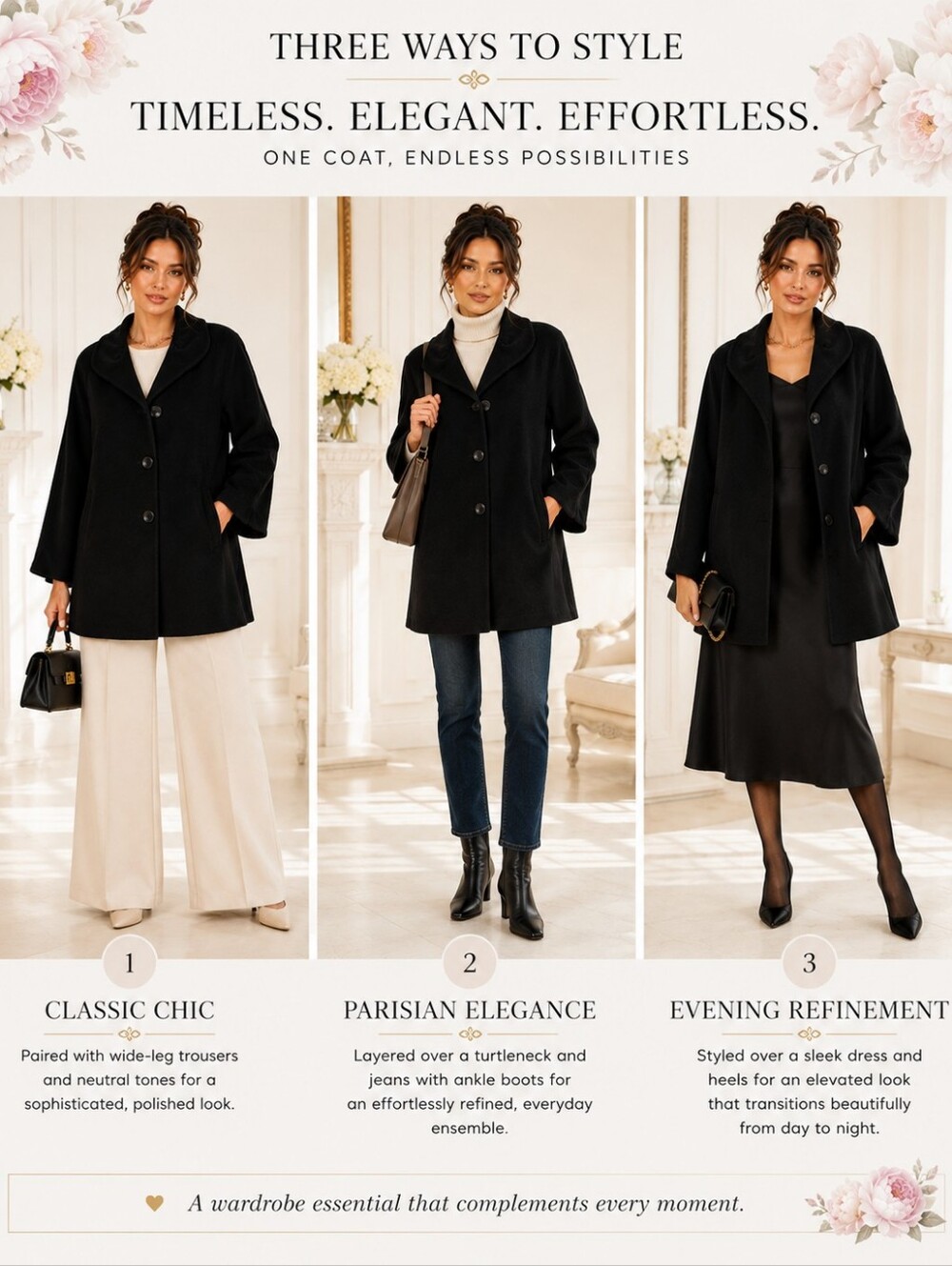 NWOT Ellen Tracy | Angora Wool Blend Black Coat| Size 12P Petite | Quiet Luxury - Picture 4 of 11